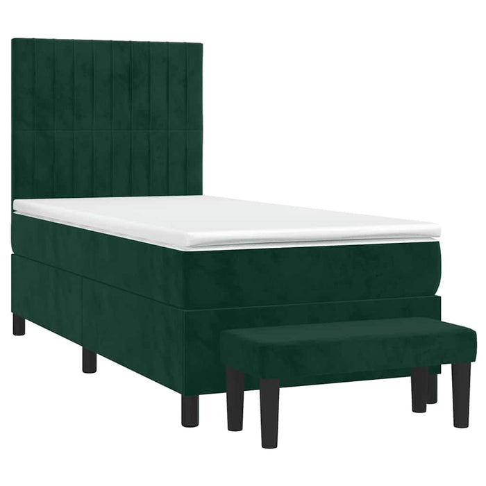 Pat box spring cu saltea, verde închis, 90x200 cm, catifea - WALTI WALTI