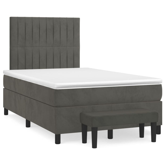 Pat box spring cu saltea, gri închis, 120x200 cm, catifea - WALTI WALTI