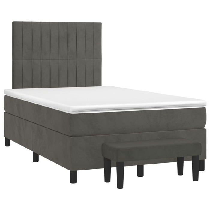 Pat box spring cu saltea, gri închis, 120x200 cm, catifea - WALTI WALTI