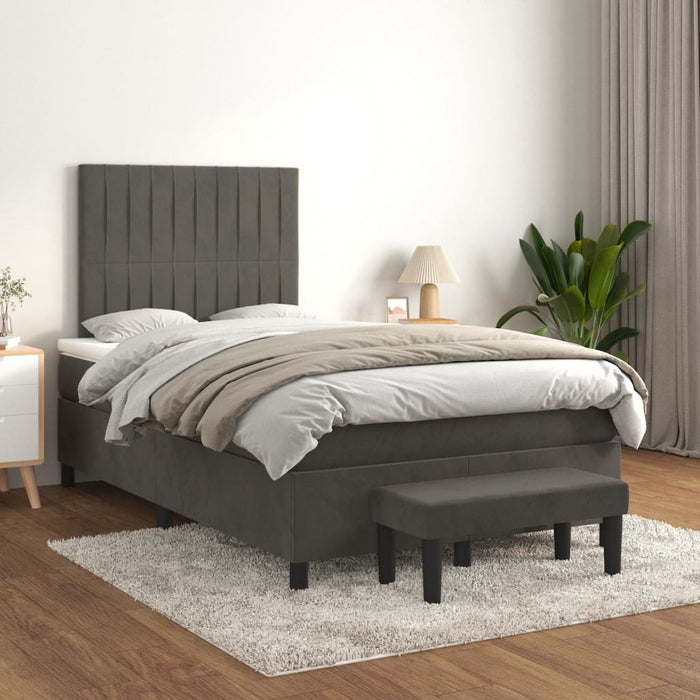 Pat box spring cu saltea, gri închis, 120x200 cm, catifea - WALTI WALTI