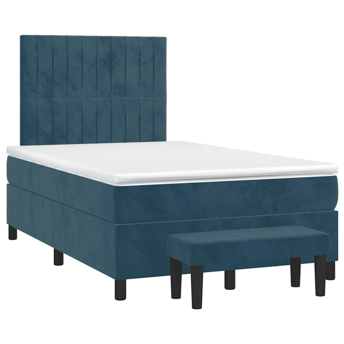 Pat box spring cu saltea, albastru închis, 120x200 cm, catifea - WALTI WALTI