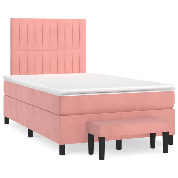 Pat box spring cu saltea, roz, 120x200 cm, catifea - WALTI WALTI