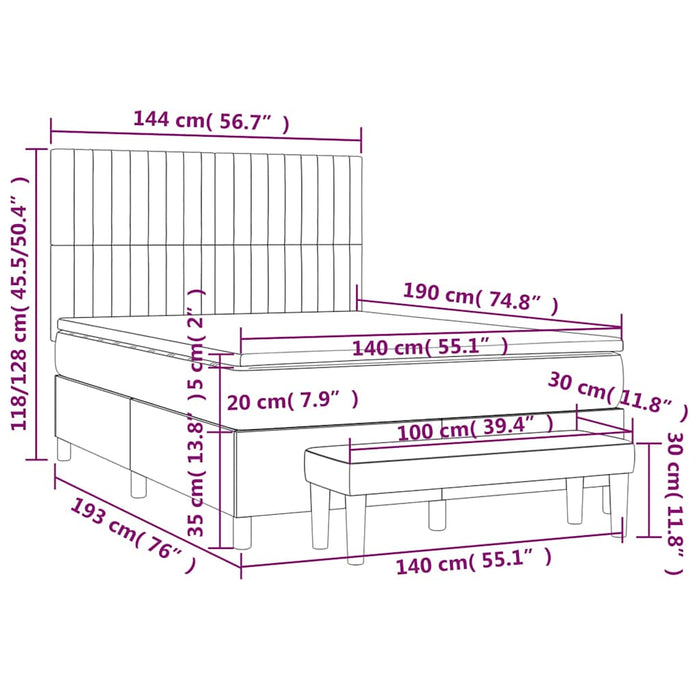Pat box spring cu saltea, verde închis, 140x190 cm, catifea - WALTI WALTI