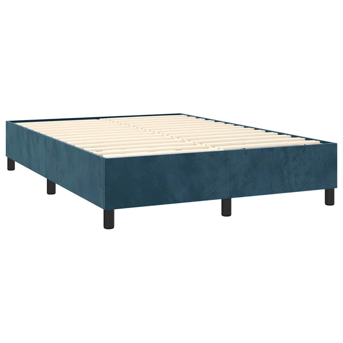 Pat box spring cu saltea, albastru închis, 140x190 cm, catifea - WALTI WALTI