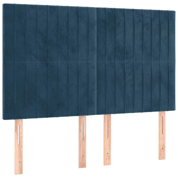 Pat box spring cu saltea, albastru închis, 140x190 cm, catifea - WALTI WALTI