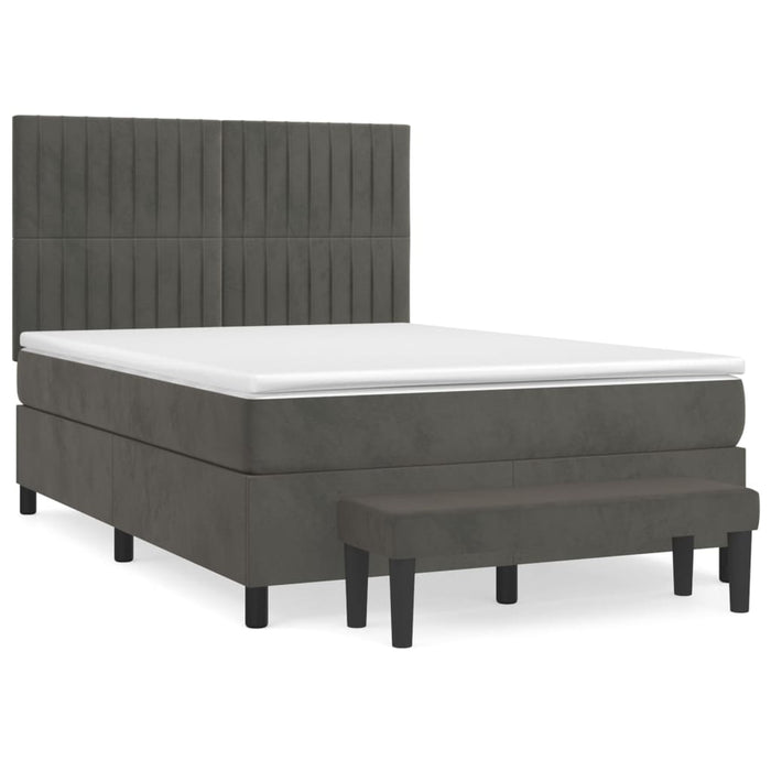 Pat box spring cu saltea, gri închis, 140x200 cm, catifea - WALTI WALTI