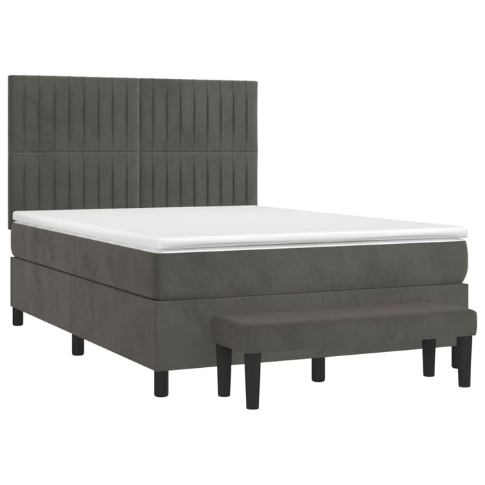 Pat box spring cu saltea, gri închis, 140x200 cm, catifea - WALTI WALTI
