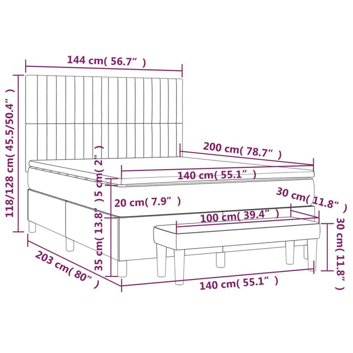 Pat box spring cu saltea, negru, 140x200 cm, catifea - WALTI WALTI