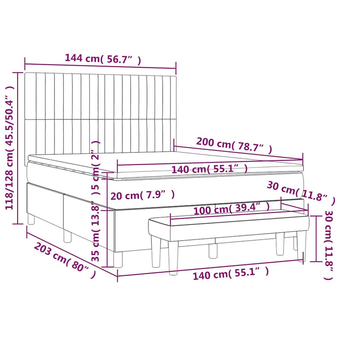 Pat box spring cu saltea, verde închis, 140x200 cm, catifea - WALTI WALTI
