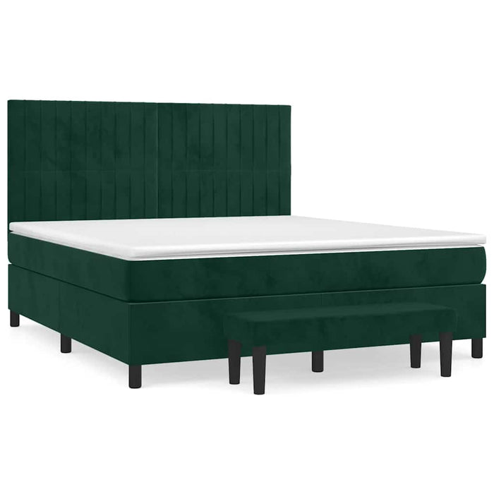 Pat box spring cu saltea, verde închis, 160x200 cm, catifea - WALTI WALTI