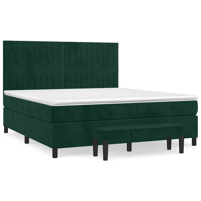 Pat box spring cu saltea, verde închis, 180x200 cm, catifea - WALTI WALTI