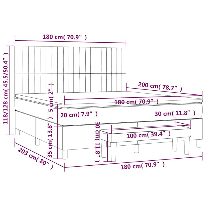 Pat box spring cu saltea, verde închis, 180x200 cm, catifea - WALTI WALTI