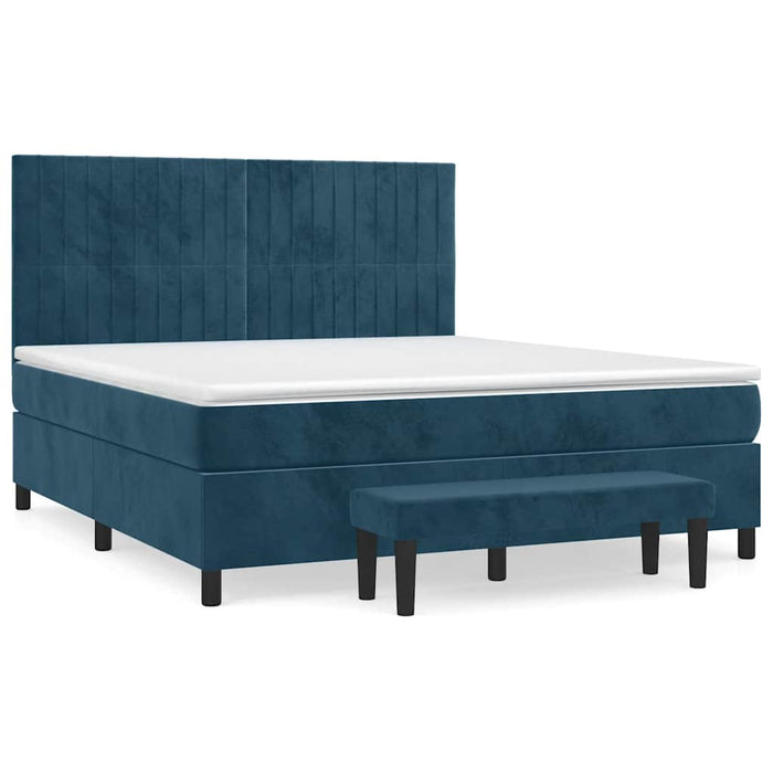 Pat box spring cu saltea, albastru închis, 180x200 cm, catifea - WALTI WALTI