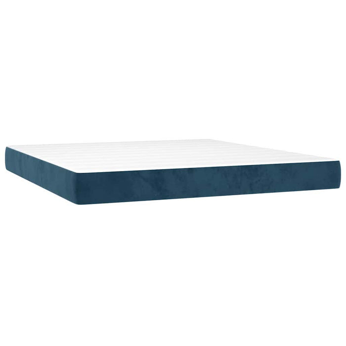 Pat box spring cu saltea, albastru închis, 180x200 cm, catifea - WALTI WALTI
