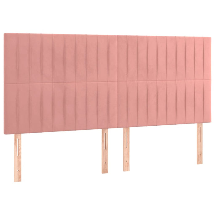 Pat box spring cu saltea, roz, 180x200 cm, catifea WALTI