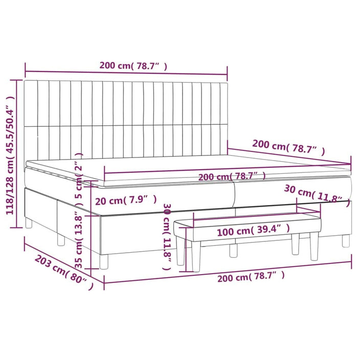 Pat box spring cu saltea, negru, 200x200 cm, catifea - WALTI WALTI