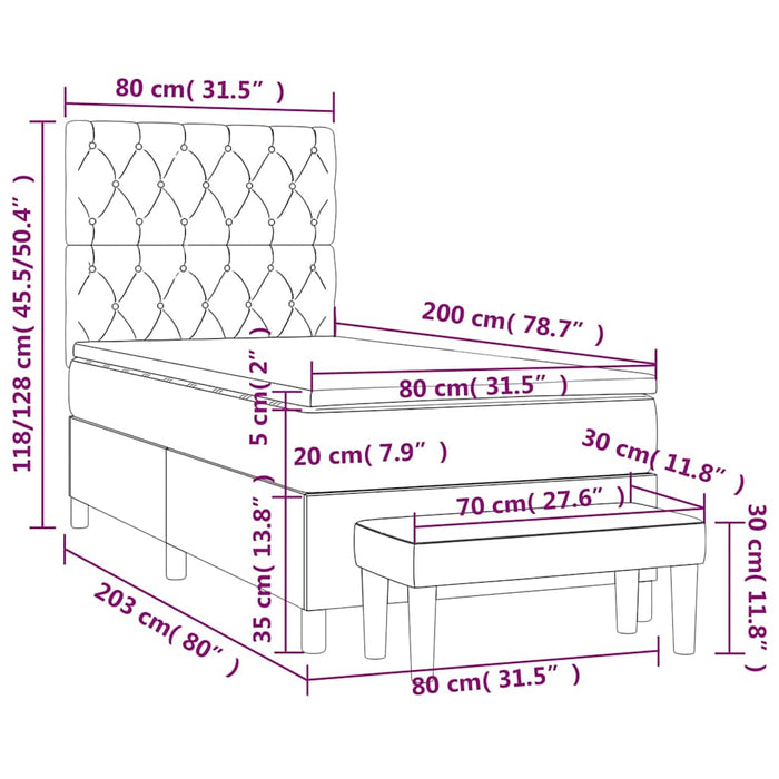 Pat box spring cu saltea, verde închis, 80x200 cm, catifea - WALTI WALTI