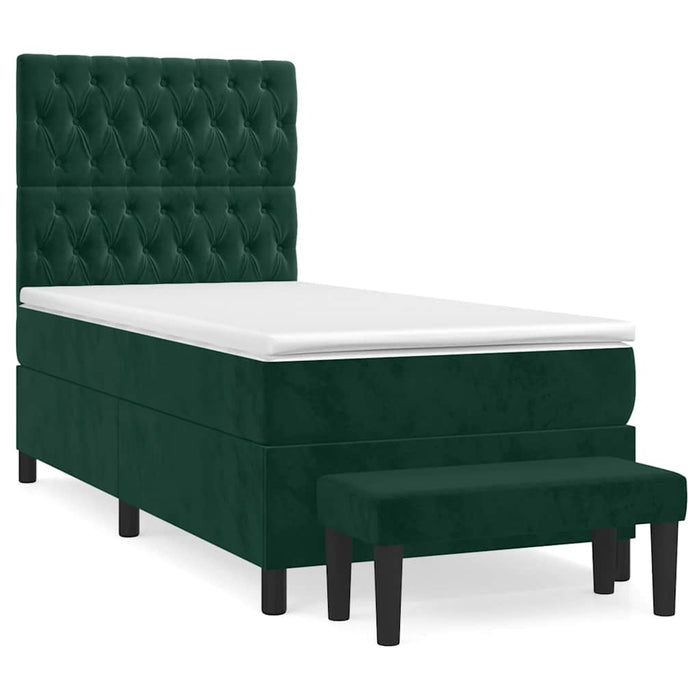 Pat box spring cu saltea, verde închis, 90x190 cm, catifea - WALTI WALTI