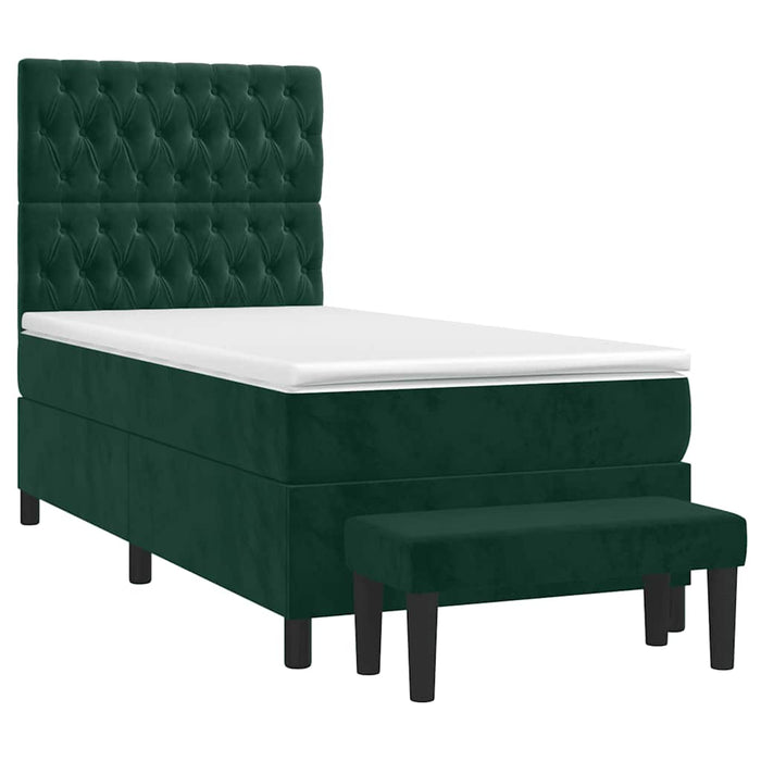 Pat box spring cu saltea, verde închis, 90x190 cm, catifea - WALTI WALTI