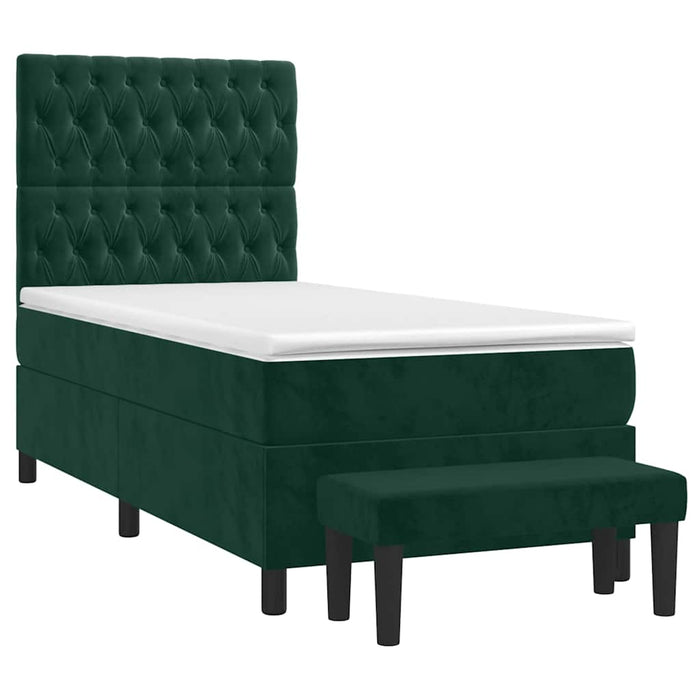 Pat box spring cu saltea, verde închis, 90x200 cm, catifea - WALTI WALTI