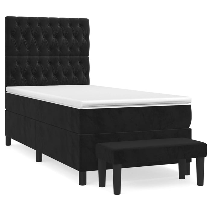 Pat box spring cu saltea, negru, 100x200 cm, catifea - WALTI WALTI