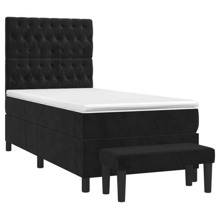 Pat box spring cu saltea, negru, 100x200 cm, catifea - WALTI WALTI