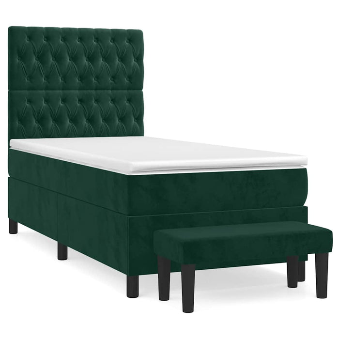 Pat box spring cu saltea, verde închis, 100x200 cm, catifea - WALTI WALTI