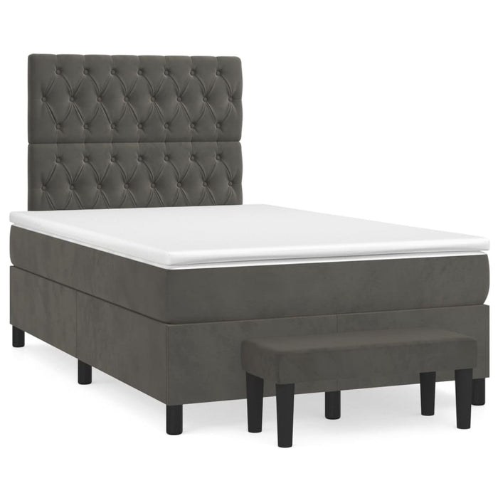 Pat box spring cu saltea, gri închis, 120x200 cm, catifea - WALTI WALTI