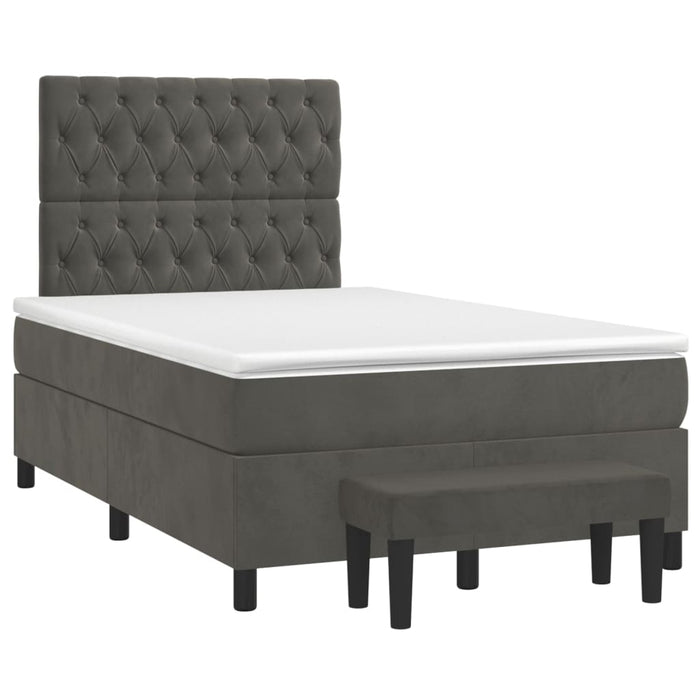 Pat box spring cu saltea, gri închis, 120x200 cm, catifea - WALTI WALTI