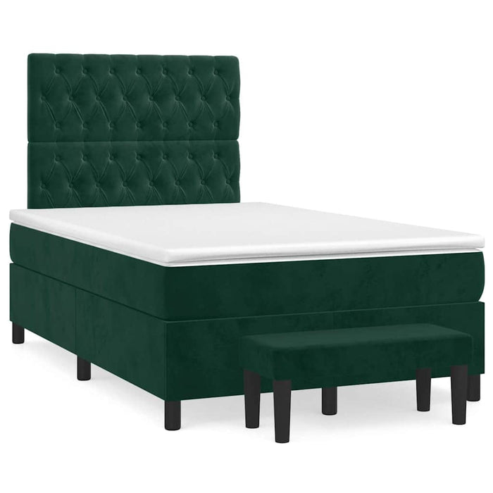 Pat box spring cu saltea, verde închis, 120x200 cm, catifea - WALTI WALTI