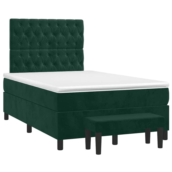 Pat box spring cu saltea, verde închis, 120x200 cm, catifea - WALTI WALTI