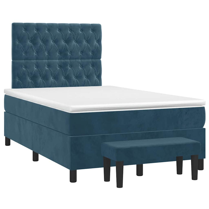 Pat box spring cu saltea, albastru închis, 120x200 cm, catifea - WALTI WALTI