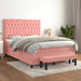 Pat box spring cu saltea, roz, 140x190 cm, catifea - WALTI WALTI