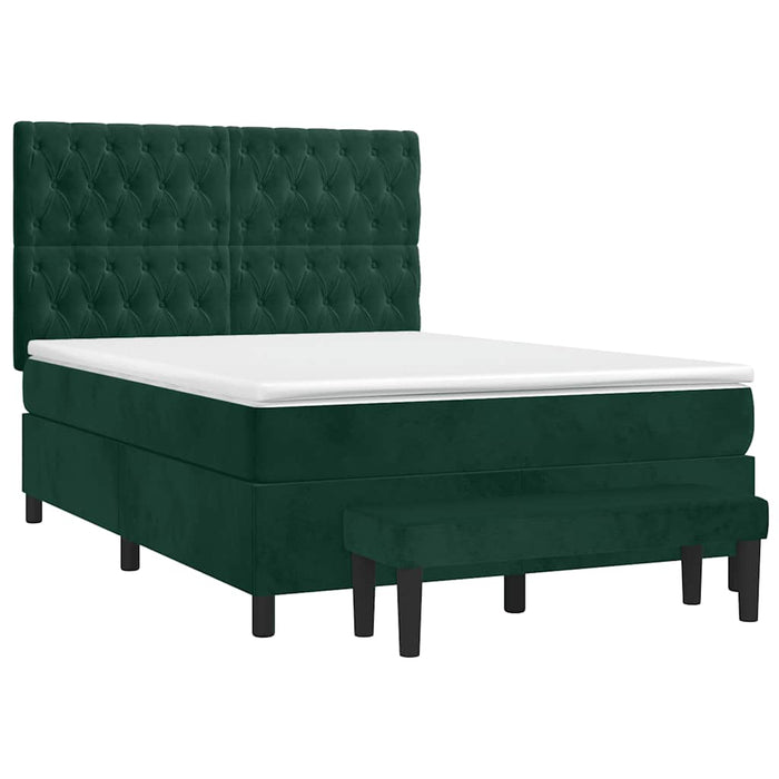 Pat box spring cu saltea, verde închis, 140x200 cm, catifea - WALTI WALTI