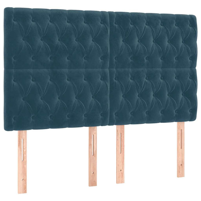 Pat box spring cu saltea, albastru închis, 140x200 cm, catifea - WALTI WALTI