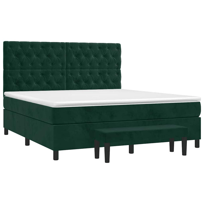 Pat box spring cu saltea, verde închis, 160x200 cm, catifea - WALTI WALTI