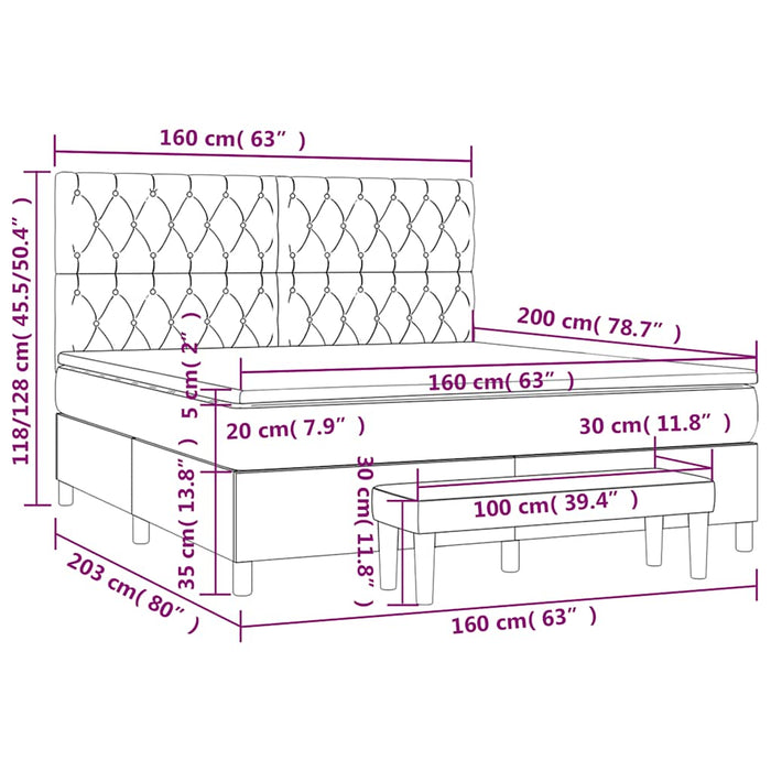 Pat box spring cu saltea, verde închis, 160x200 cm, catifea - WALTI WALTI