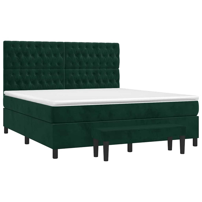 Pat box spring cu saltea, verde închis, 180x200 cm, catifea - WALTI WALTI