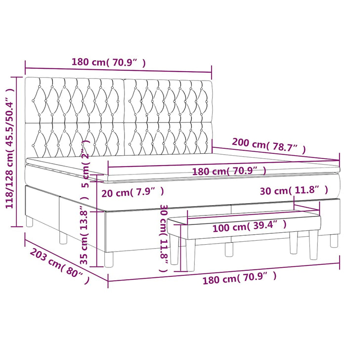 Pat box spring cu saltea, verde închis, 180x200 cm, catifea - WALTI WALTI