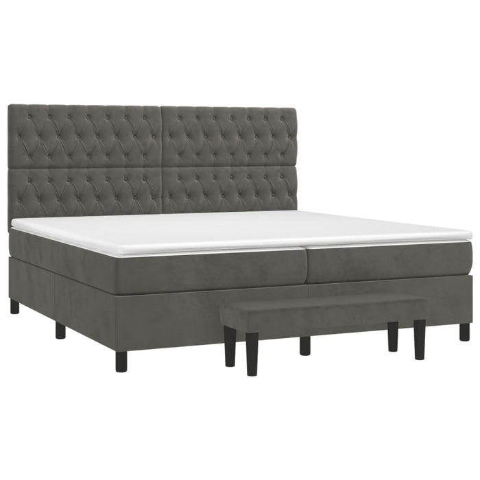 Pat box spring cu saltea, gri închis, 200x200 cm, catifea - WALTI WALTI