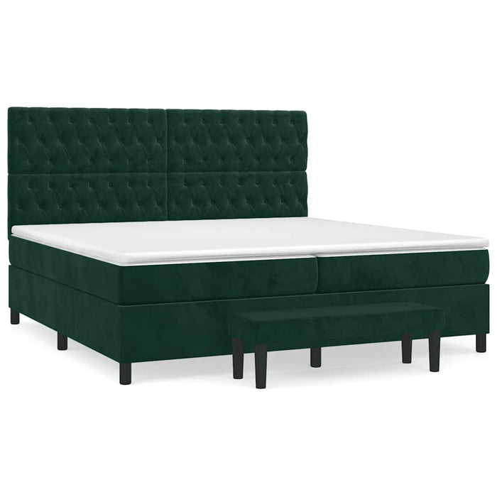 Pat box spring cu saltea, verde închis, 200x200 cm, catifea - WALTI WALTI