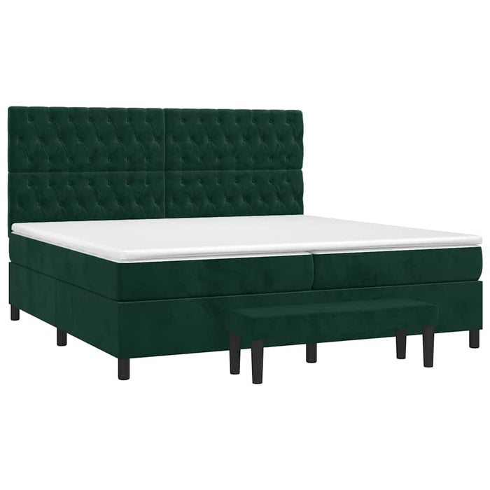 Pat box spring cu saltea, verde închis, 200x200 cm, catifea - WALTI WALTI