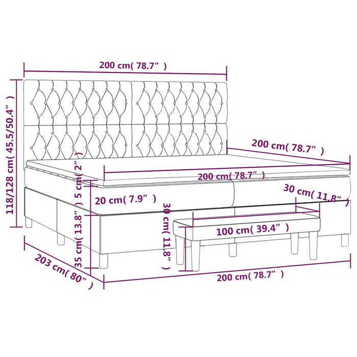 Pat box spring cu saltea, verde închis, 200x200 cm, catifea - WALTI WALTI