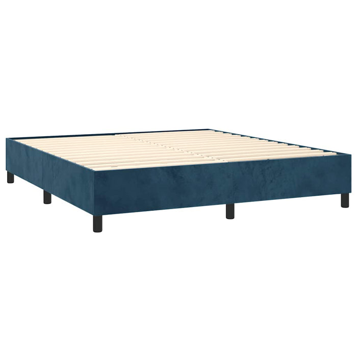 Pat box spring cu saltea, albastru închis, 200x200 cm, catifea - WALTI WALTI