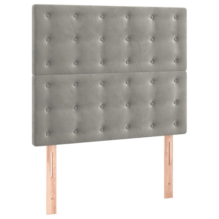 Pat continental cu saltea, gri deschis, 80x200 cm, catifea - WALTI WALTI