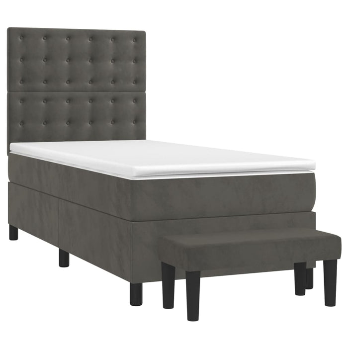 Pat box spring cu saltea, gri închis, 80x200 cm, catifea - WALTI WALTI