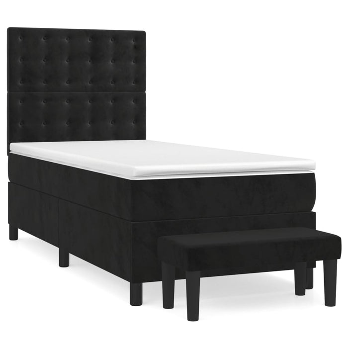 Pat box spring cu saltea, negru, 80x200 cm, catifea - WALTI WALTI