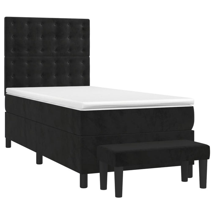 Pat box spring cu saltea, negru, 80x200 cm, catifea - WALTI WALTI