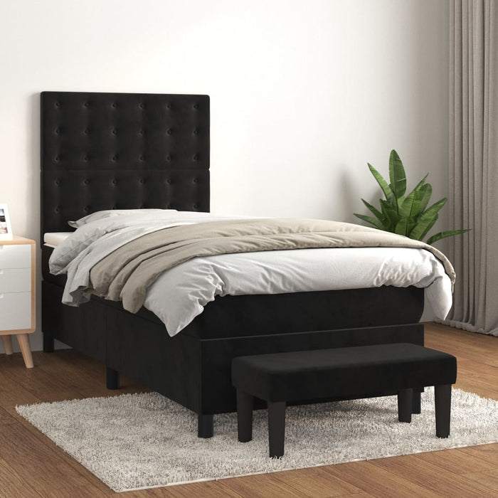 Pat box spring cu saltea, negru, 80x200 cm, catifea - WALTI WALTI
