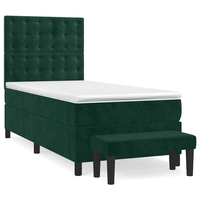 Pat box spring cu saltea, verde închis, 80x200 cm, catifea - WALTI WALTI